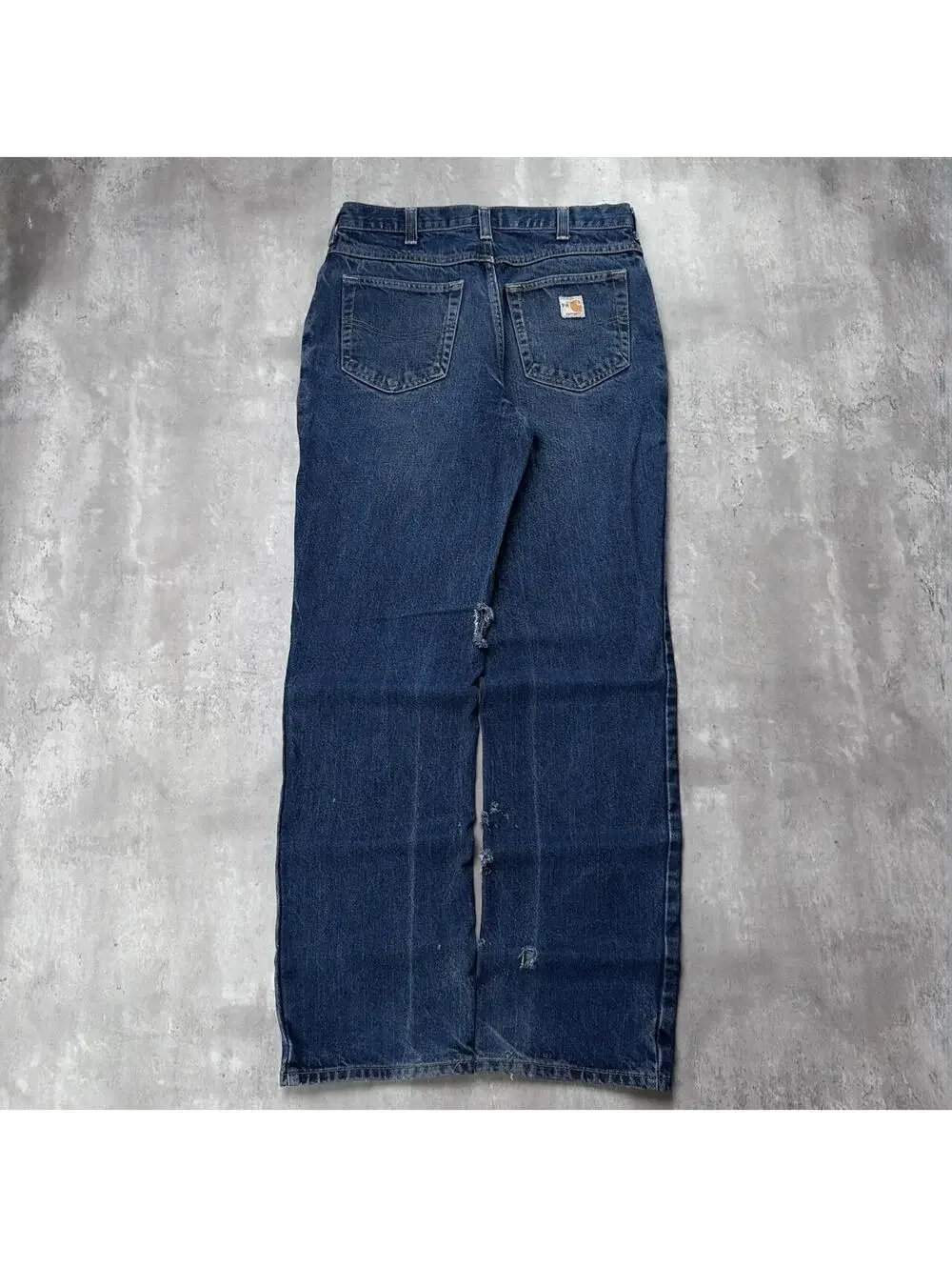 Vintage Dark Wash Carhartt Grunge Distressed Baggy Skater Denim Jeans